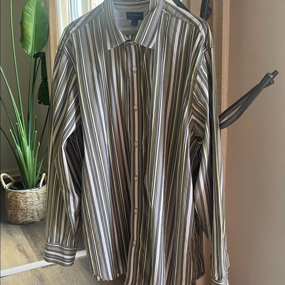 Banana Republic Men’s Cotton Multicolor Striped Dress Shirt Size XXL 18-18 1/2